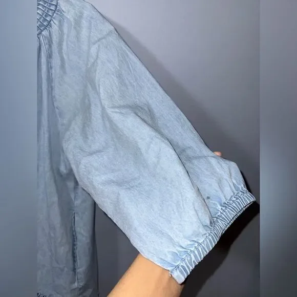 Elan Women’s Sienna Ruffle Mini Dress Blue Wash Ruffle feminine BOHO SMALL NWT - Picture 6 of 13